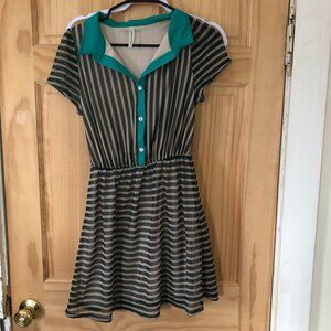 Modcloth Striped Button Front A line Mini Dress by Peppermint - Sz M